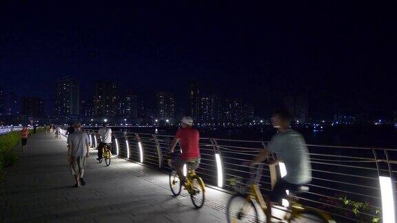 傍晚时分珠海市行桥歌剧院全景4k中国