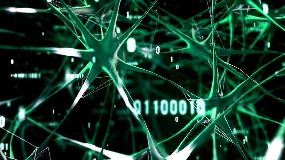 高度详细的神经网络人工智能(绿色)-回路