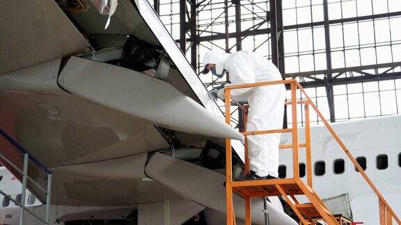 飞机服务查看飞机的尾部修理一架飞机机翼4k