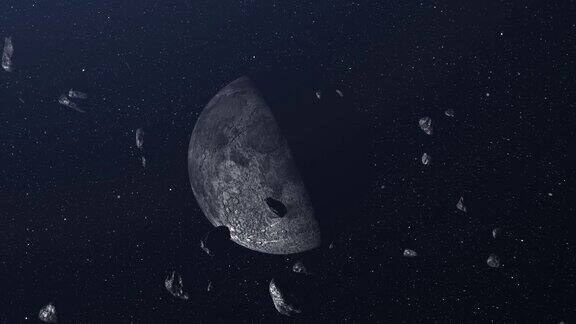 小行星流星飞向月球