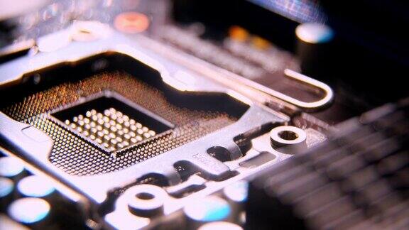 CPU电脑处理器宏滑块拍摄浅聚焦新一代微芯片的特写