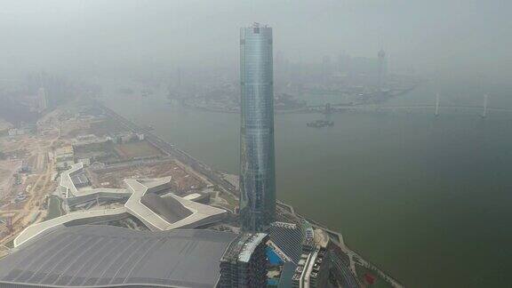 白天珠海城市景观摩天楼展览综合湾澳门城市航拍全景4k中国