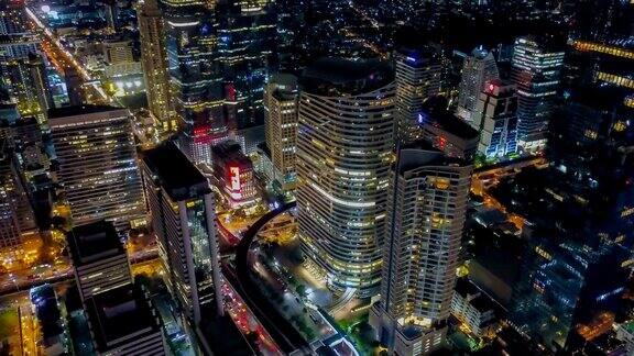 鸟瞰图的时间流逝夜景Chongnonsi曼谷市泰国MahaNakhon大厦