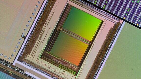 硅片半导体与霓虹灯颜色集成电路制造CPU和GPU