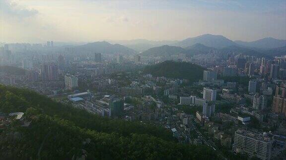日落时间珠海城市景观航拍全景4k中国