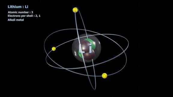 锂原子具有3个电子在无限轨道旋转