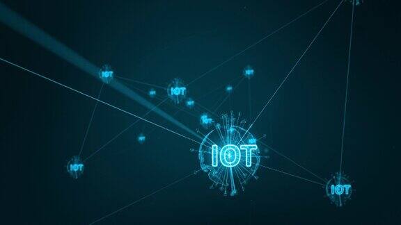 动态图形的蓝色数字物联网(InternetofThings)图标和未来地球球体网络连接抽象背景概念相机缩小无缝循环视频