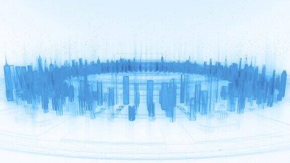 三维抽象数字矩阵城市背景