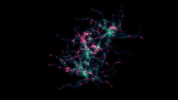 神经元细胞突触冷的颜色网络连接