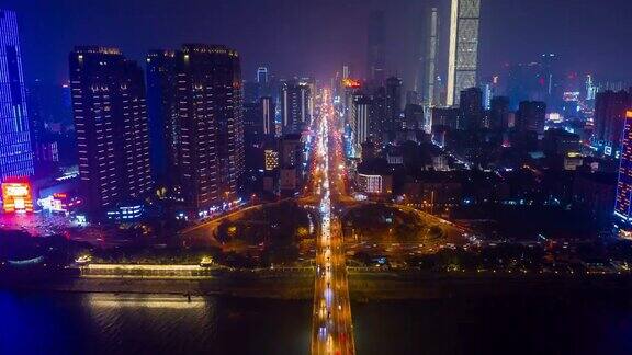 夜光长沙市中心市中心滨江交通大桥道路