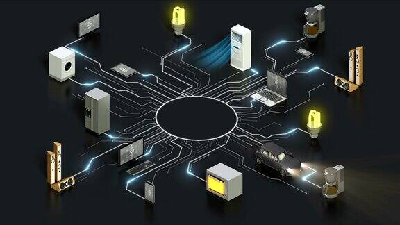 “物联网”连接智能家电自动化物联网4k灰色