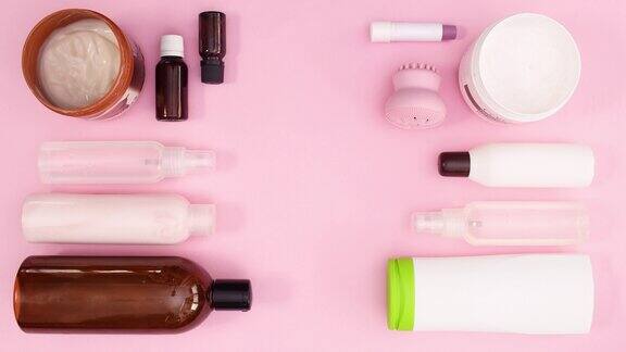 Spa美容产品以粉色为主题停止运动