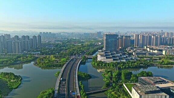 宁波城市和建筑鸟瞰图