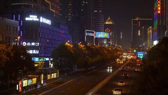 夜光长沙市区交通街桥全景4k中国