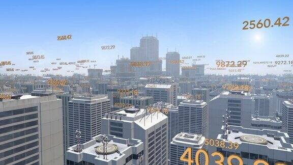 3D4K大都市上空的数字