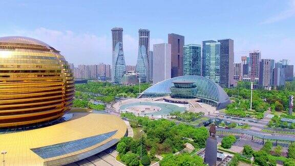 现代城市杭州无人机拍摄4k