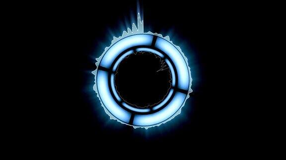 科幻HUD抽象背景蓝色圆模拟波破折号圆和发光风格
