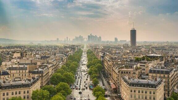 巴黎城市在法国巴黎的拉德芳斯和香榭丽舍大道
