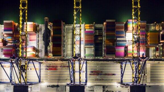 集装箱货轮物流运输、物流进出口及运输业夜间活动