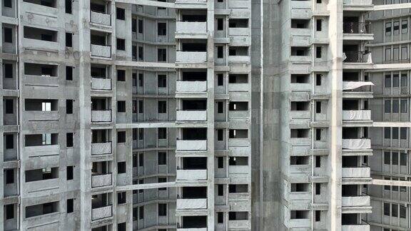 中国多层公寓建筑工地的航拍画面