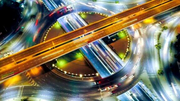 泰国曼谷高速公路交通的延时或超延时鸟瞰图