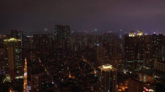 夜间照明澳门城市景观航拍全景4k中国