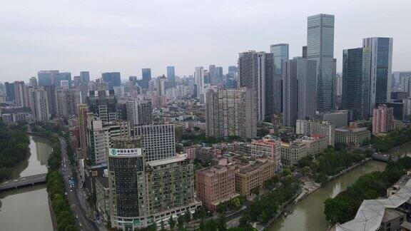 航拍中国成都的城市风景