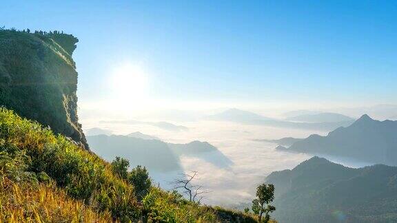 山岳自然定时云雾运动