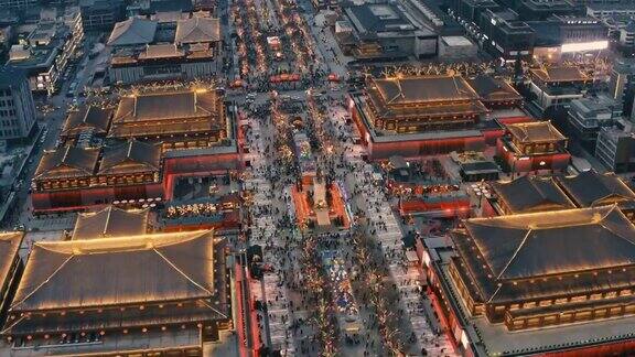 西安大唐光大夜景鸟瞰图