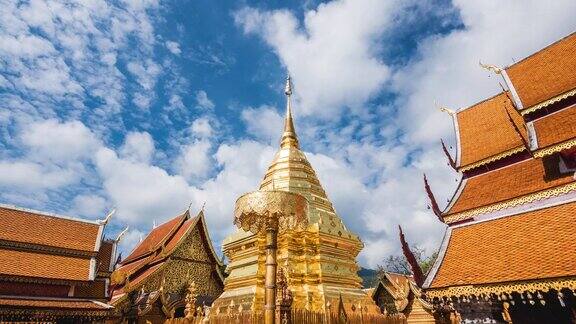 历史地标WatPhraThatDoi素贴佛教寺庙在清迈泰国