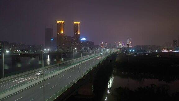 夜光珠海市景交通街道公路桥航拍全景4k中国