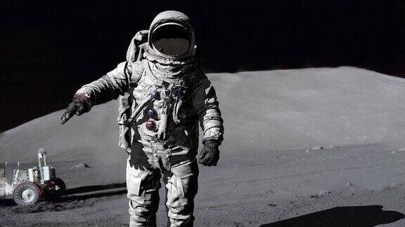 宇航员在月球上行走这段由美国宇航局提供的视频的一些元素
