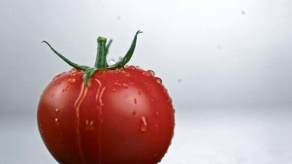 水滴落在番茄上