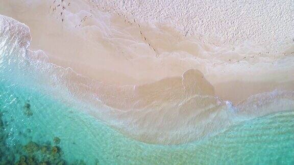 头顶上的波浪和沙子在加勒比海的礁与绿松石水域