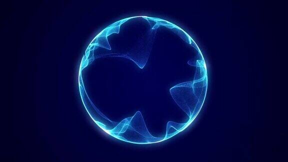 球形音乐均衡器粒子的圆形声波音乐抽象的蓝色背景3d渲染