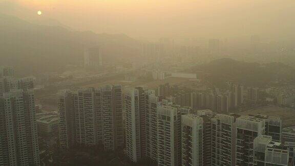 日落珠海市滨江公寓小区航拍全景4k中国