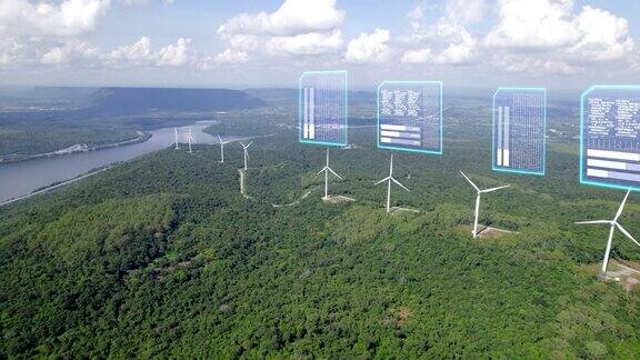 风力发电的清洁能源的鸟瞰图