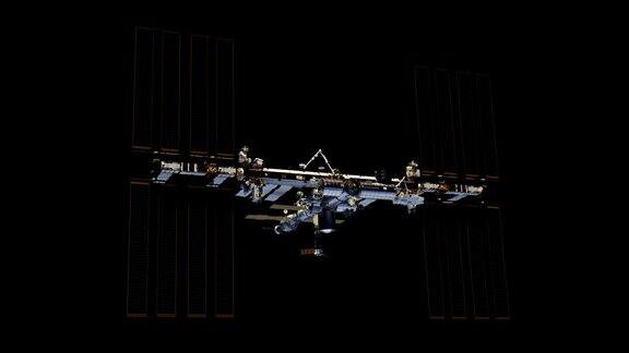 国际空间站旋转太阳能电池板阿尔法通道4k