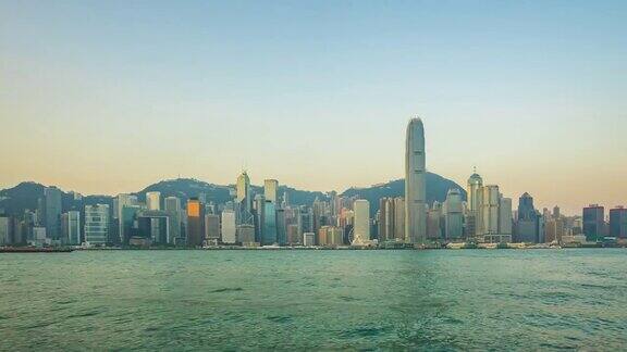 时间推移视频香港城市与维多利亚港的时间推移4K