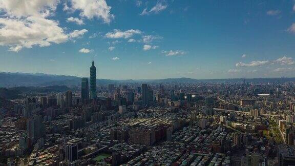 晴天台北市景市中心航拍全景4k时间推移台湾