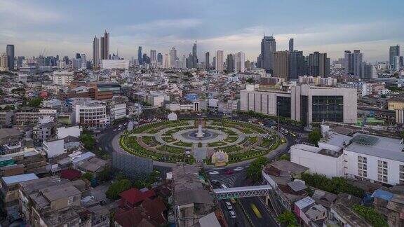 曼谷市中心环形交叉路口的4K时间间隔