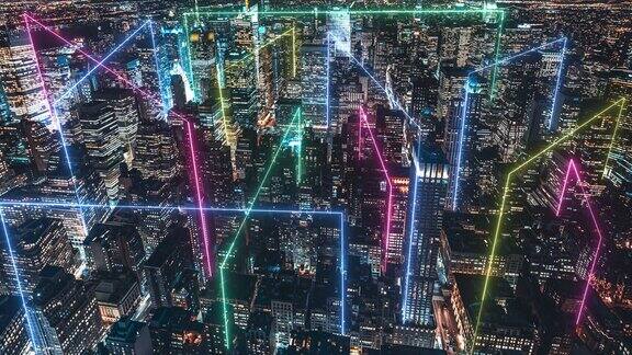 智慧城市与元宇宙概念曼哈顿之夜