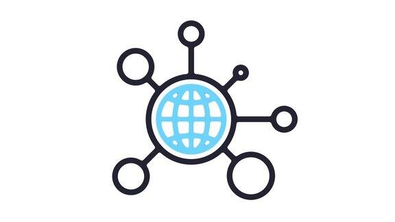 全球网络业务线图标动画与阿尔法