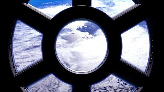 透过国际空间站的窗户看到的地球