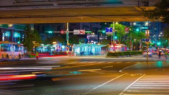 夜光台北城市购物交通街道全景4k时间流逝台湾