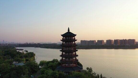 中国东莞华阳湖湿地公园航拍照片
