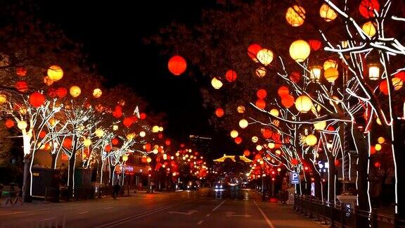 在中国春节期间的夜晚西安中国