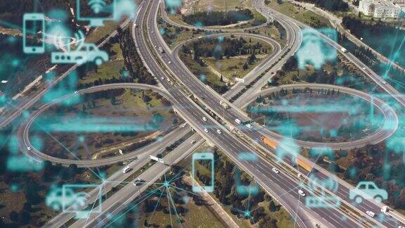 现代高速公路和数据技术概念智能交通智能交通系统移动作为一种服务