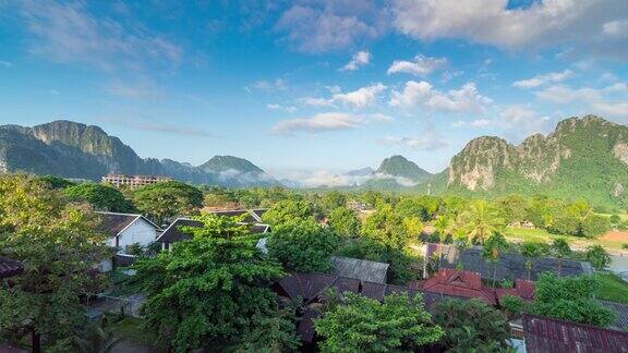 4K延时:美丽的日出在万荣老挝
