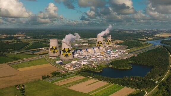 无人机拍摄核电站可怕的浓烟直冲云霄核电站核电站是非常重要的电力来源低碳足迹